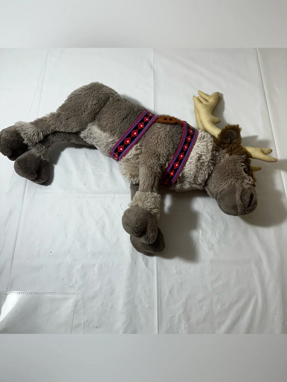 Disney Brown Plush Moose Dog Toy with Pink & Purple Harness